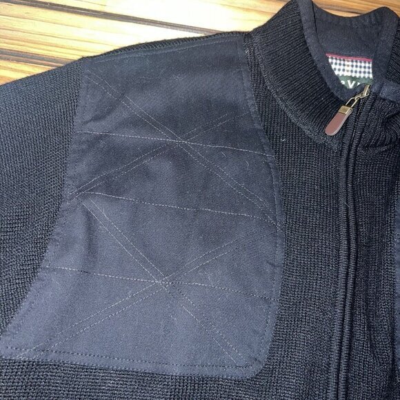 Orvis Wool Jacket‎ Mens Large Full Zip Lined Windbreaker Shoulder Patch Black - Picture 6 of 9